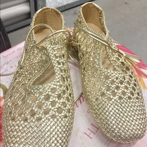 SOLD- NEW - ZARA Metallic Woven Summer Loafers - Picture 3 of 5